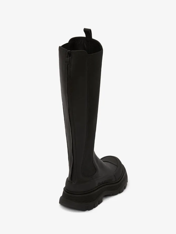 Women Boots Alexander McQueen Tread Slick Knee High Boot Black
