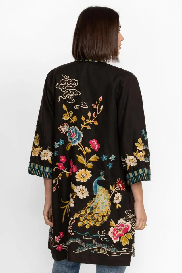 Women CELINA LINEN KIMONO COAT Black Johnny Was Kimonos Women CELINA LINEN KIMONO COAT Black Johnny Was Kimonos