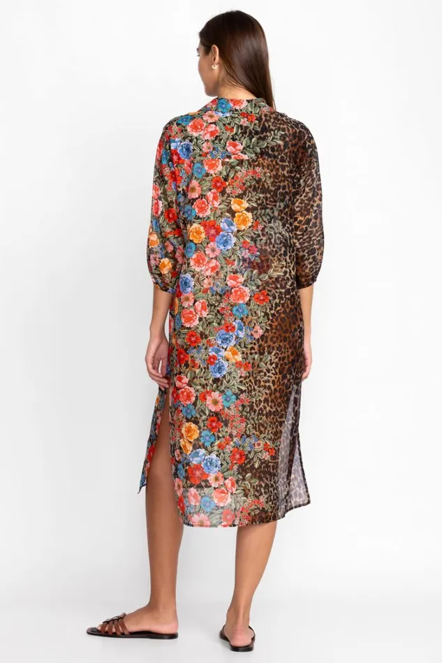 Women CHEETAH LONG SHIRT DRESS Multi Johnny Was Swim and Resort Women CHEETAH LONG SHIRT DRESS Multi Johnny Was Swim and Resort
