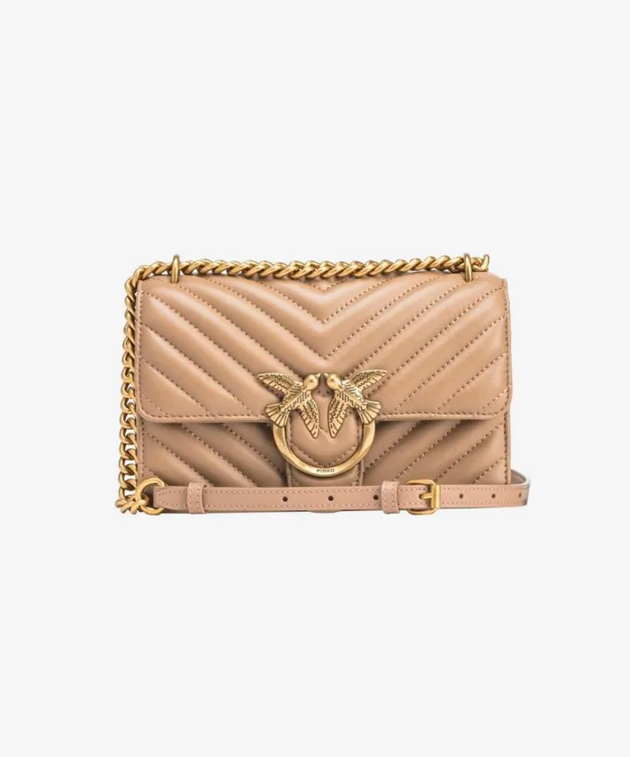 Women Crossbody Bags Pinko Mini Love Bag One Chevron Ginger Biscuitantique Gold