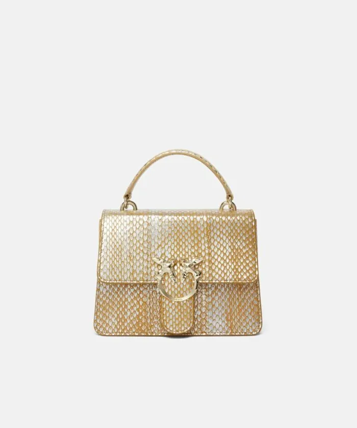 Women Crossbody Bags Pinko PINKO Galleria Laminated Reptile Skin Bag With Shoulder Strap And Handle Goldsilverlightgold Women Crossbody Bags Pinko PINKO Galleria Laminated Reptile Skin Bag With Shoulder Strap And Handle Goldsilverlightgold
