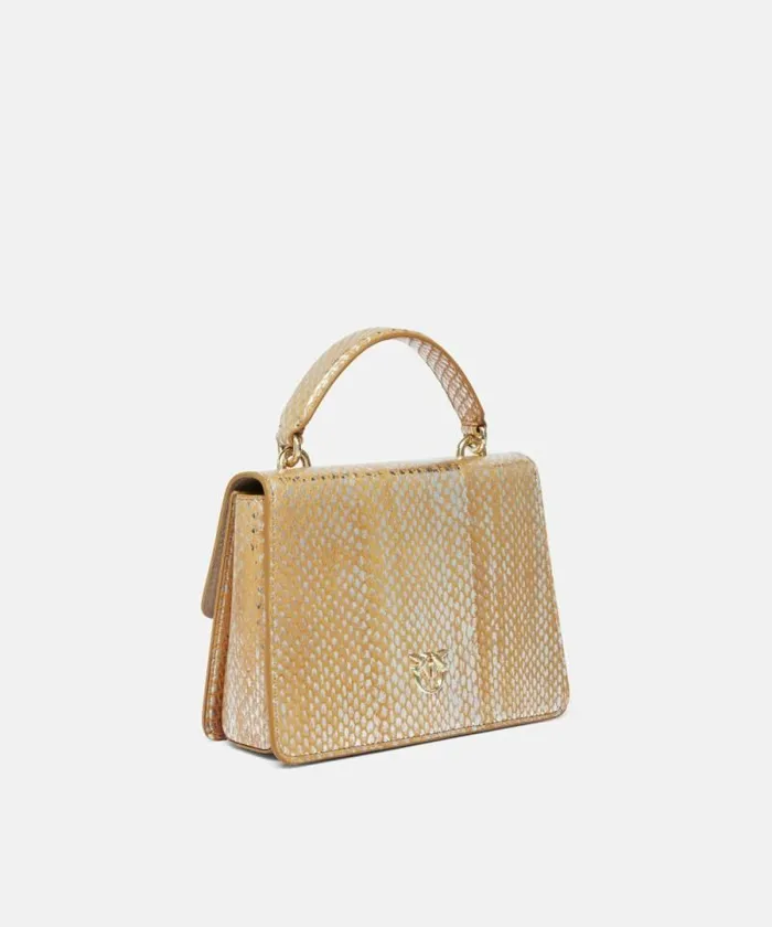 Women Crossbody Bags Pinko PINKO Galleria Laminated Reptile Skin Bag With Shoulder Strap And Handle Goldsilverlightgold Women Crossbody Bags Pinko PINKO Galleria Laminated Reptile Skin Bag With Shoulder Strap And Handle Goldsilverlightgold