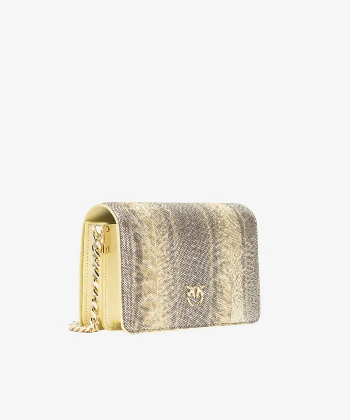 Women Crossbody Bags Pinko PINKO Galleria Mini Click Crossbody Bag In Glittery Reptile Leather Haylightgold Women Crossbody Bags Pinko PINKO Galleria Mini Click Crossbody Bag In Glittery Reptile Leather Haylightgold