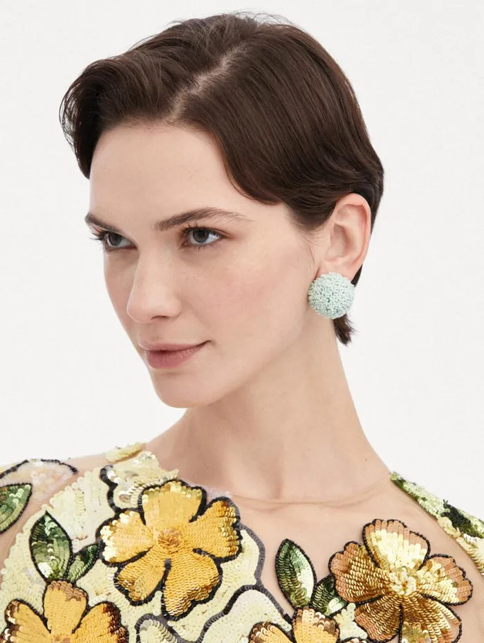 Women Dandelion Stud Earrings Green Oscar De La Renta Earrings Women Dandelion Stud Earrings Green Oscar De La Renta Earrings