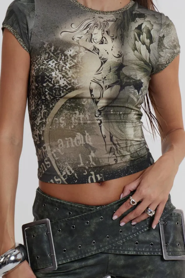 Women Dark Angel Baby Tee Jaded London Crop Tops