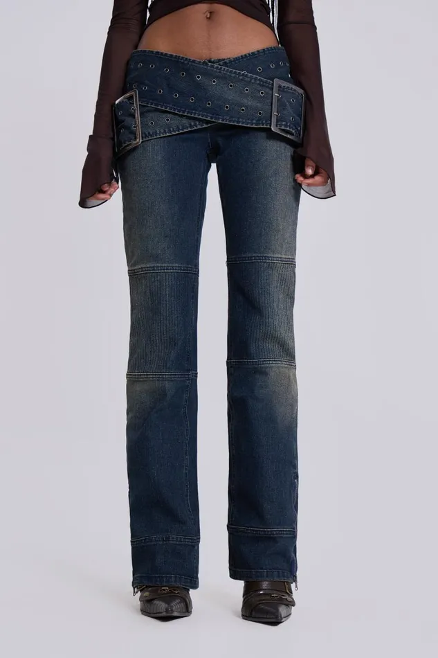 Women Denim Assassin Jeans With Moto Panelling Jaded London Jeans