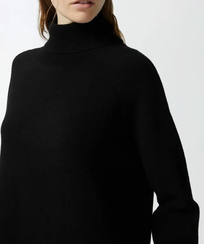 Women Dresses Pinko Cashmereblend Turtleneck Dress With Front Slit Limo Black Women Dresses Pinko Cashmereblend Turtleneck Dress With Front Slit Limo Black