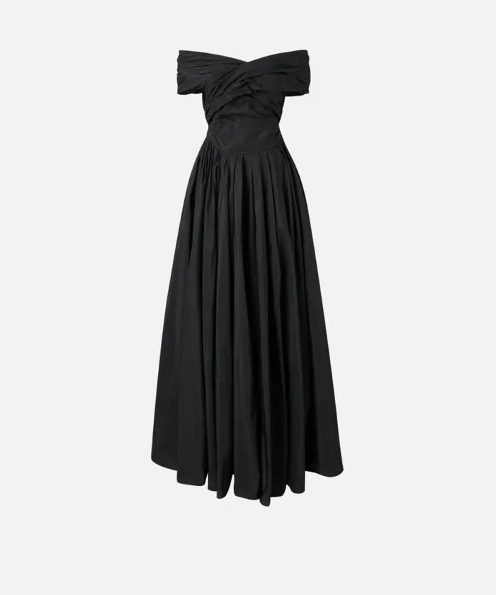 Women Dresses Pinko Elegant Long Taffeta Dress With Open Shoulders Limo Black Women Dresses Pinko Elegant Long Taffeta Dress With Open Shoulders Limo Black