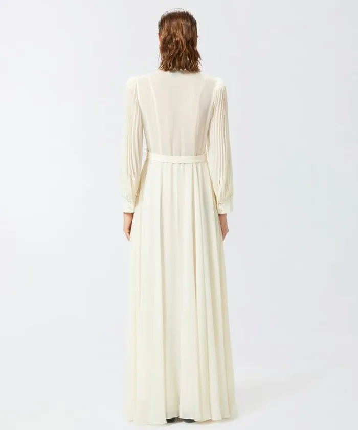 Women Dresses Pinko Long Shirt Dress With Transparent Back Lily White Women Dresses Pinko Long Shirt Dress With Transparent Back Lily White
