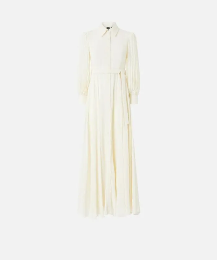 Women Dresses Pinko Long Shirt Dress With Transparent Back Lily White Women Dresses Pinko Long Shirt Dress With Transparent Back Lily White