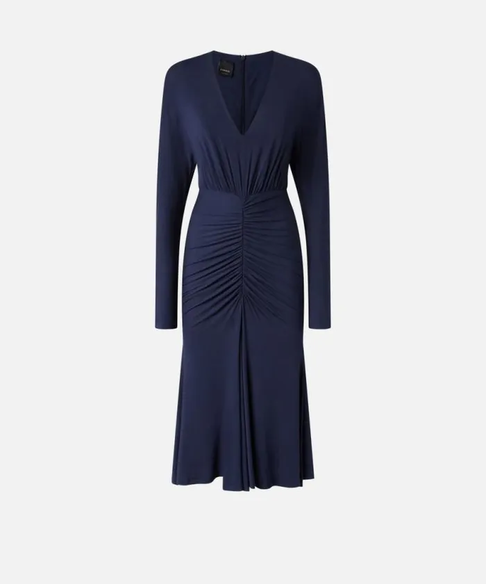 Women Dresses Pinko Modal Midi Dress With Vneck Ceremonial Blue Women Dresses Pinko Modal Midi Dress With Vneck Ceremonial Blue