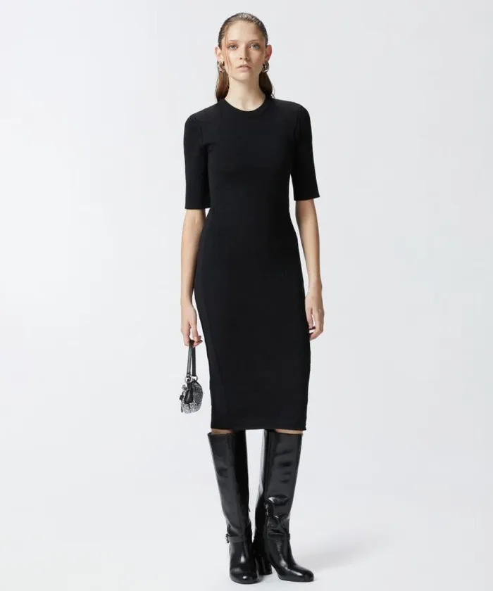 Women Dresses Pinko Slimfit Knit Midi Dress Limo Black