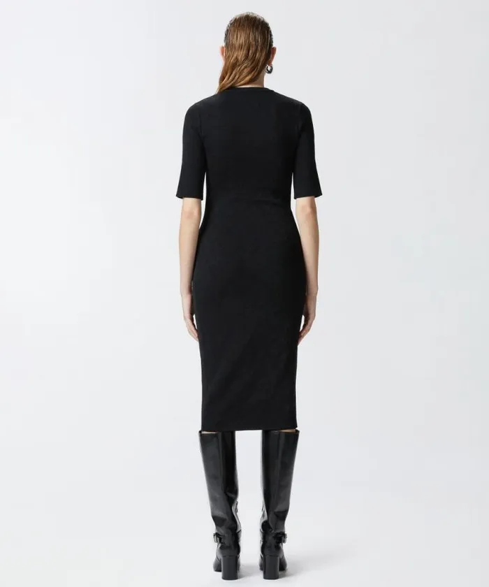 Women Dresses Pinko Slimfit Knit Midi Dress Limo Black Women Dresses Pinko Slimfit Knit Midi Dress Limo Black