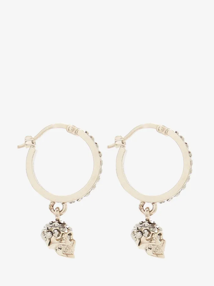 Women Earrings Alexander McQueen Skull Mini Creole Hoop Earrings Light Gold