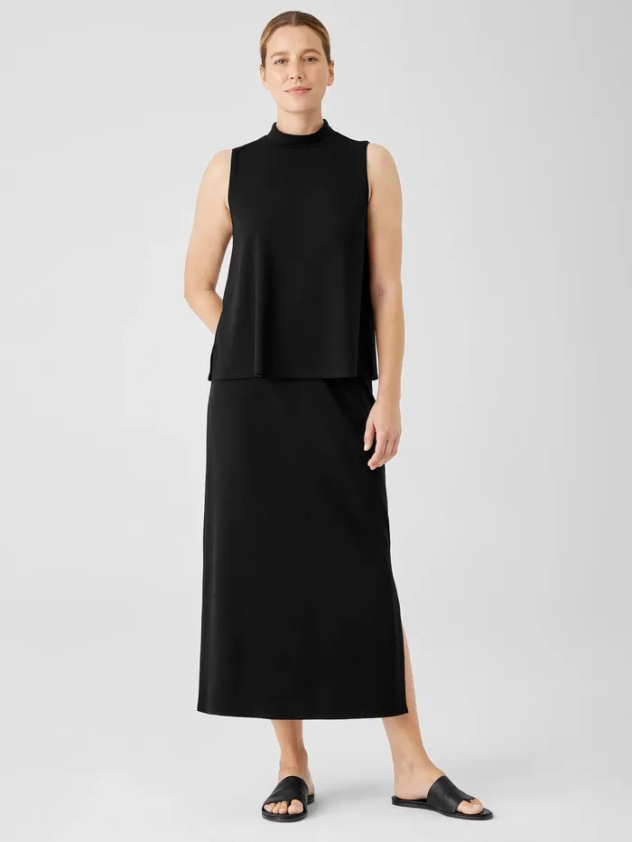 Women Eileen Fisher Dresses and Skirts Stretch Jersey Knit Straight Skirt Black