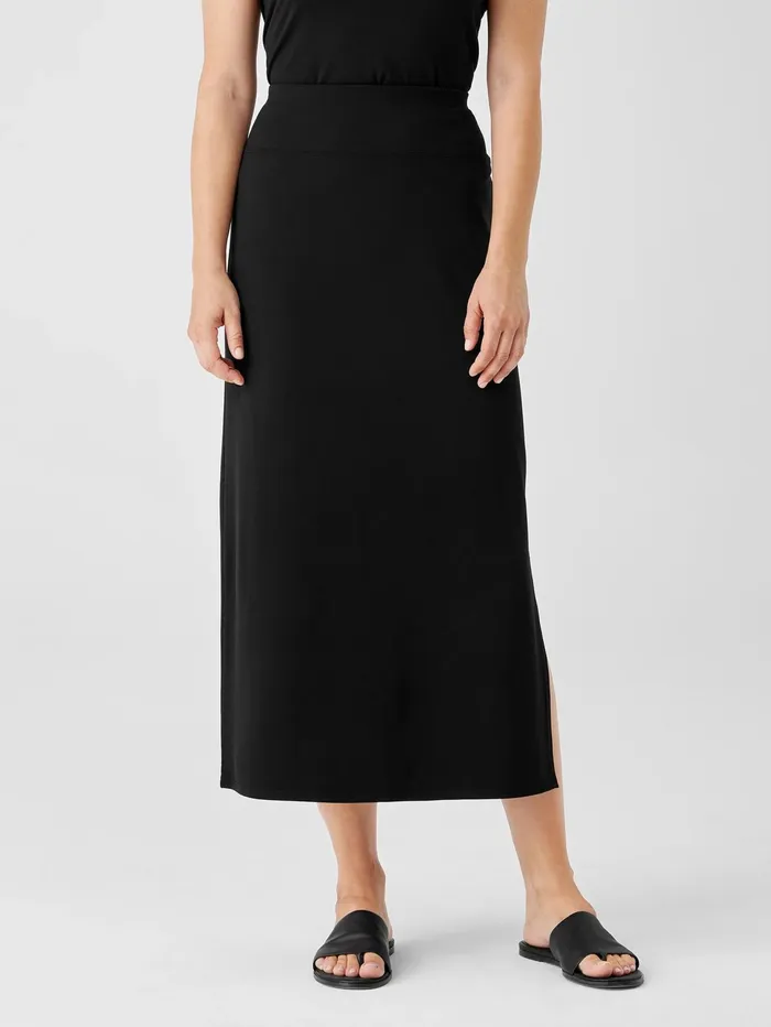 Women Eileen Fisher Dresses and Skirts Stretch Jersey Knit Straight Skirt Black