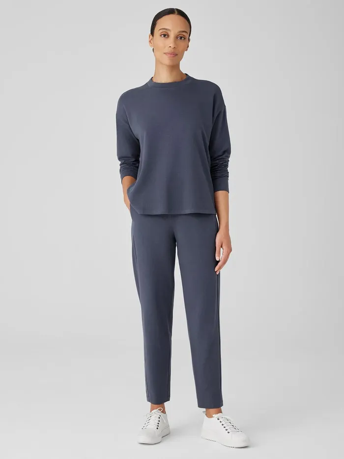 Women Eileen Fisher Pants Shorts and Jumpsuits Cozy Brushed Terry Hug Slouchy Pant Ocean