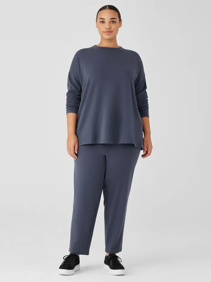 Women Eileen Fisher Pants Shorts and Jumpsuits Cozy Brushed Terry Hug Slouchy Pant Ocean