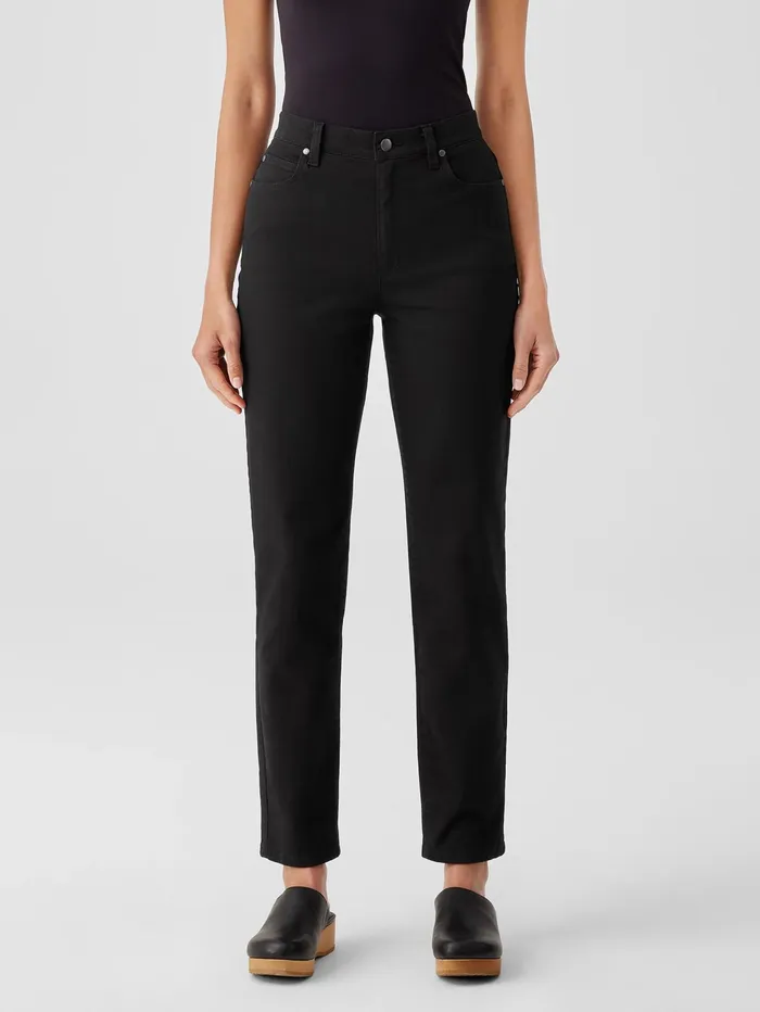 Women Eileen Fisher Pants Shorts and Jumpsuits Organic Cotton Denim Slim Jean Black