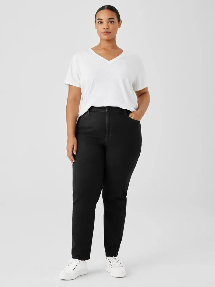 Women Eileen Fisher Pants Shorts and Jumpsuits Organic Cotton Denim Slim Jean Black
