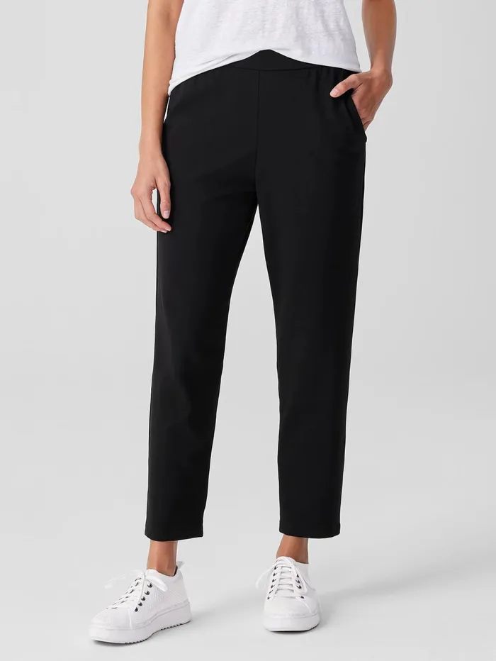 Women Eileen Fisher Pants Shorts and Jumpsuits Pima Cotton Stretch Jersey Tapered Pant Black