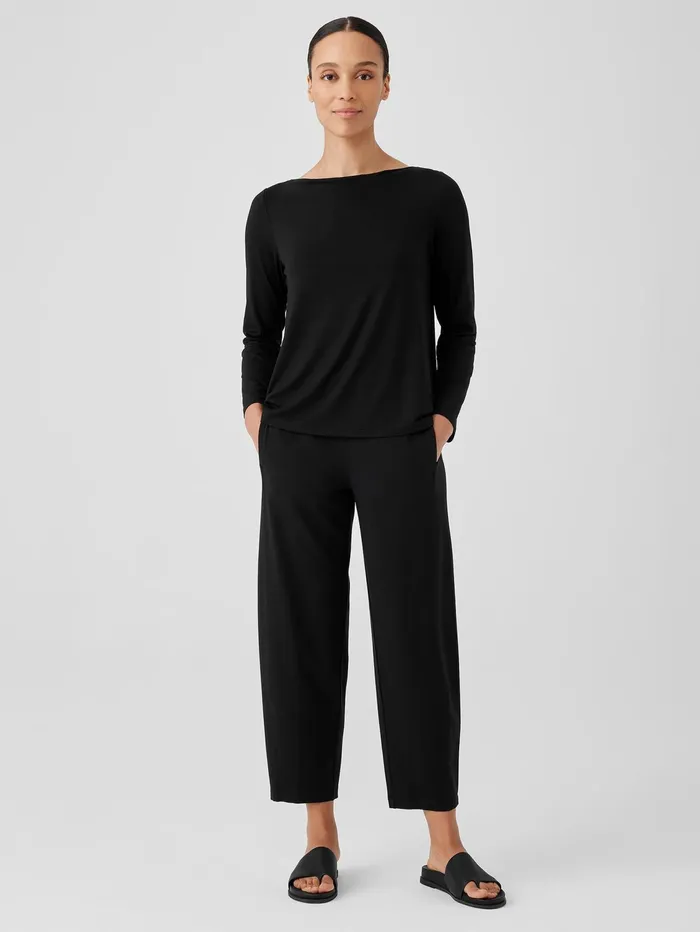 Women Eileen Fisher Pants Shorts and Jumpsuits Stretch Jersey Knit Lantern Pant Black