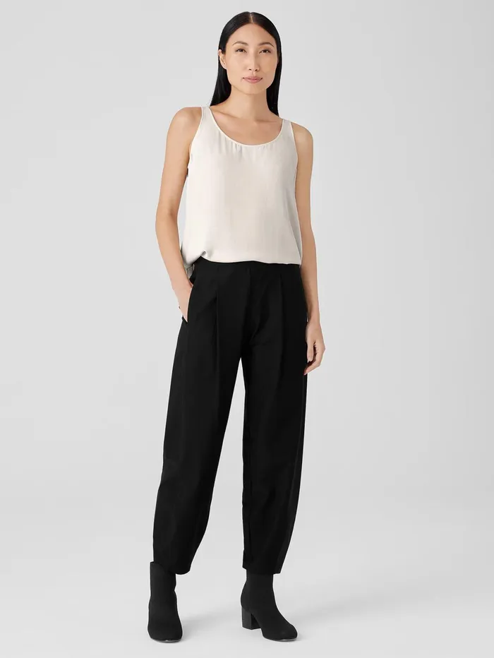 Women Eileen Fisher Pants Shorts and Jumpsuits Washable Stretch Crepe Pleated Lantern Pant Black