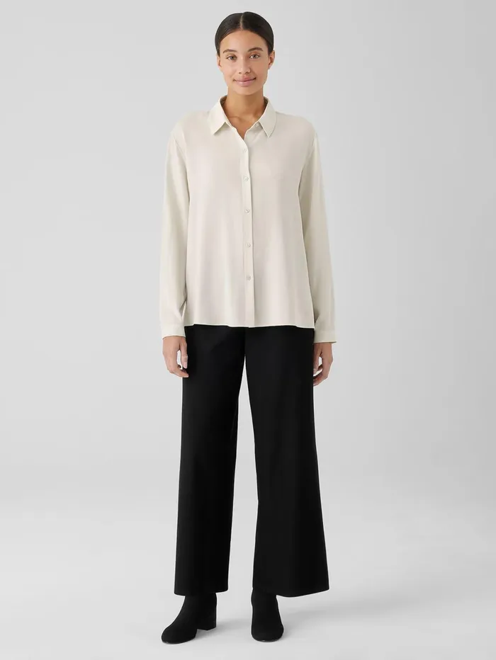 Women Eileen Fisher Pants Shorts and Jumpsuits Washable Stretch Crepe WideLeg Pant Black