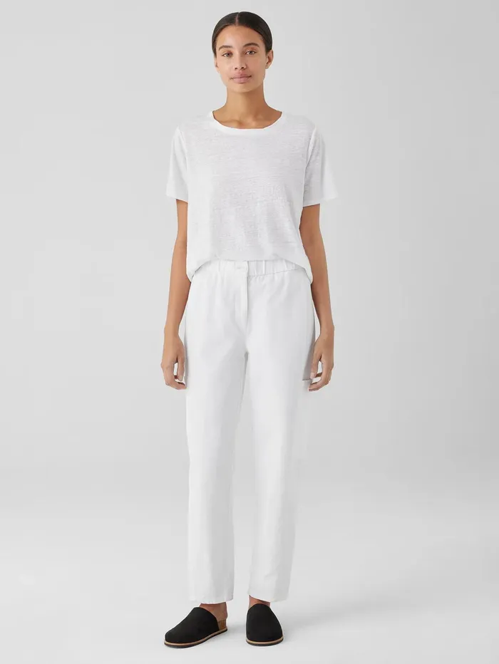 Women Eileen Fisher Petite Organic Linen Jersey Crew Neck Tee White