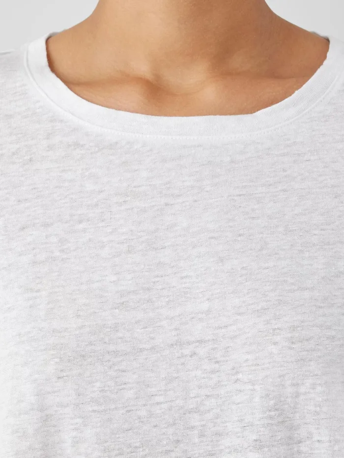Women Eileen Fisher Petite Organic Linen Jersey Crew Neck Tee White