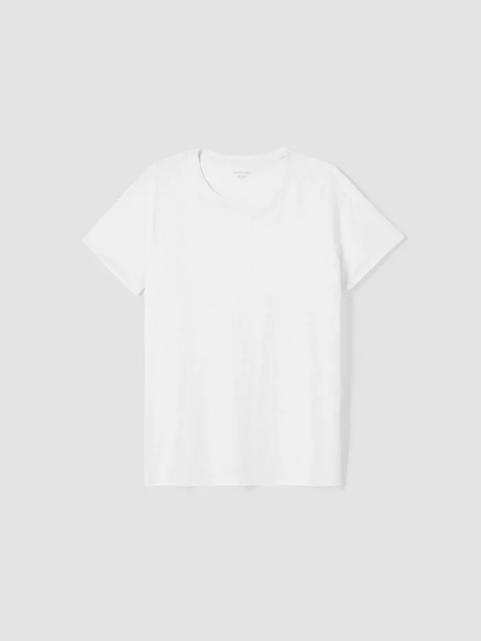 Women Eileen Fisher Petite Organic Linen Jersey Crew Neck Tee White