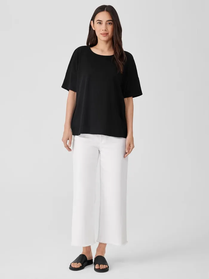 Women Eileen Fisher Tops and Tees Organic Cotton Slub Crew Neck Tee Black