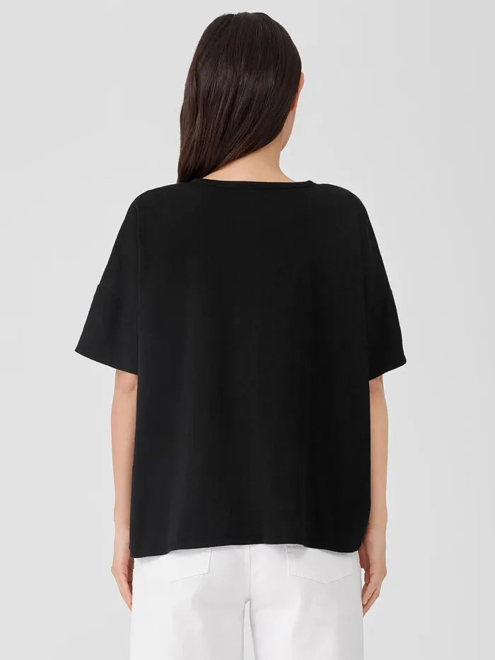Women Eileen Fisher Tops and Tees Organic Cotton Slub Crew Neck Tee Black