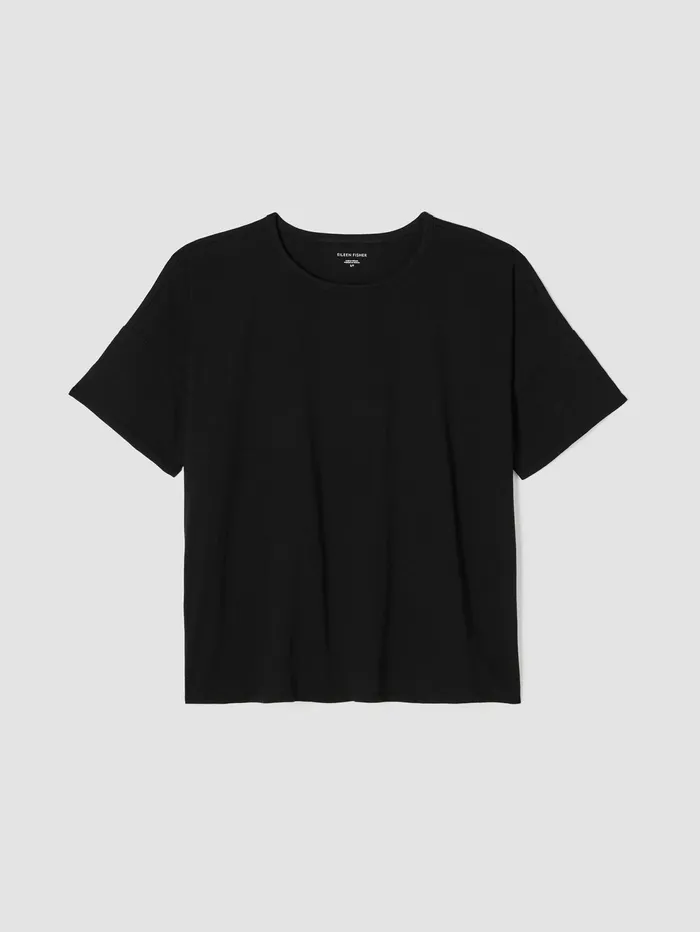 Women Eileen Fisher Tops and Tees Organic Cotton Slub Crew Neck Tee Black