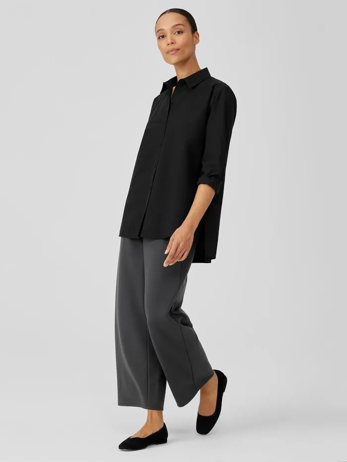 Women Eileen Fisher Tops and Tees Washed Organic Cotton Poplin Shirt Black