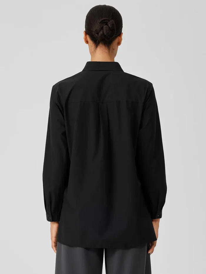 Women Eileen Fisher Tops and Tees Washed Organic Cotton Poplin Shirt Black