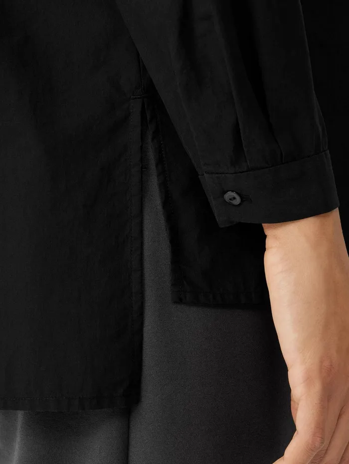 Women Eileen Fisher Tops and Tees Washed Organic Cotton Poplin Shirt Black