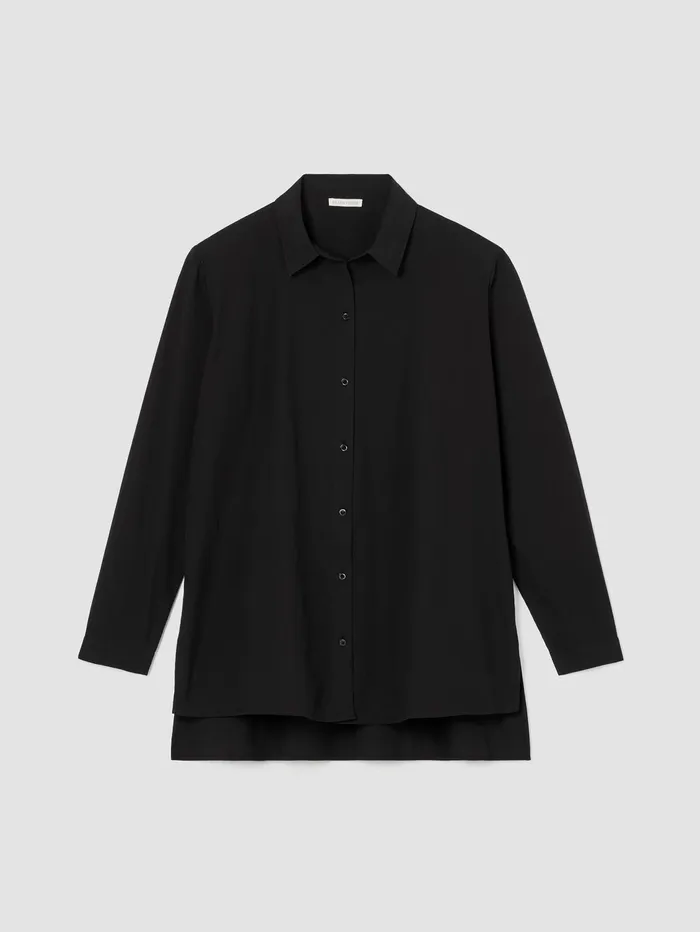 Women Eileen Fisher Tops and Tees Washed Organic Cotton Poplin Shirt Black