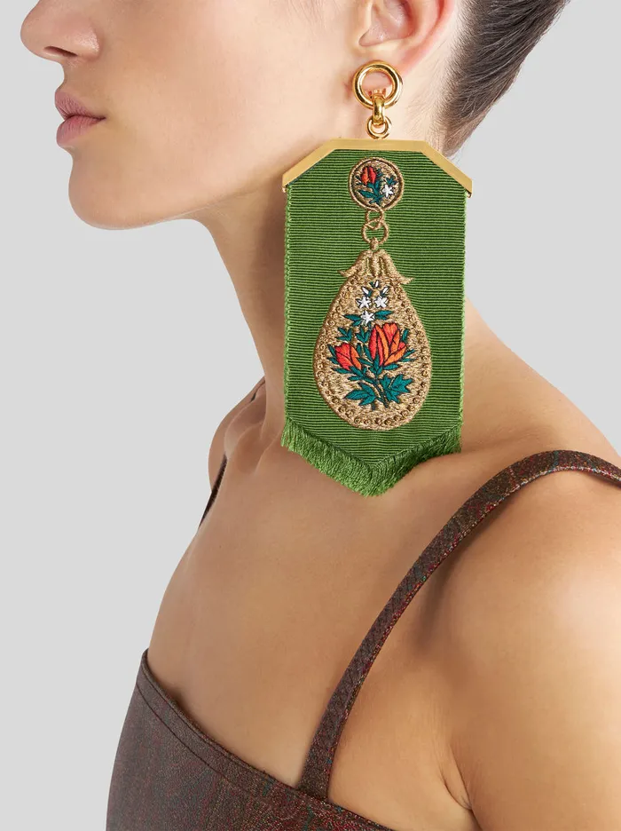Women Embroidered Pendant Earrings Etro Fashion Jewellery