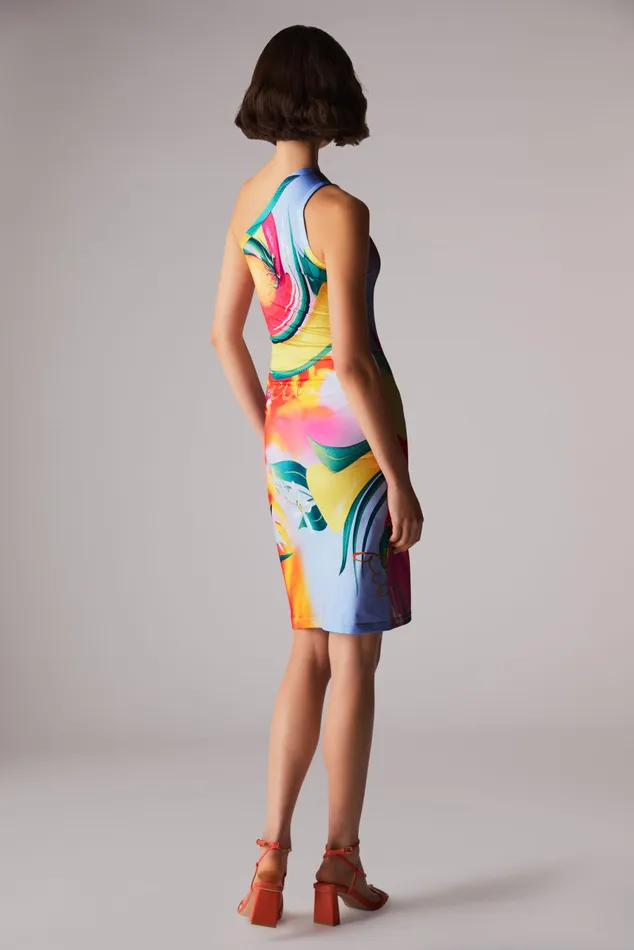 Women Fiorucci Dresses Fruity Print One Shoulder Midi Dress Multi Women Fiorucci Dresses Fruity Print One Shoulder Midi Dress Multi