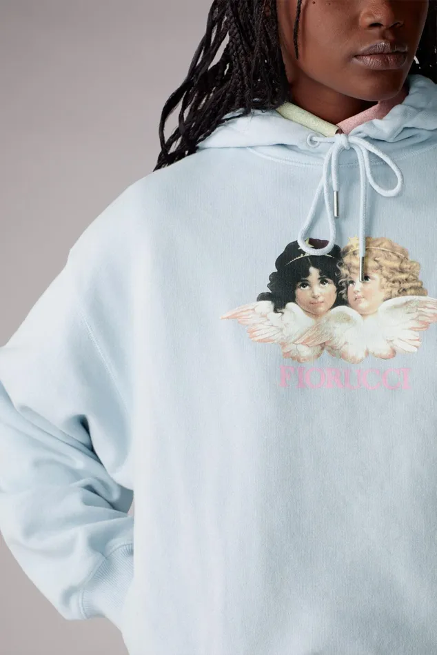 Women Fiorucci Sweatshirts and Hoodies Angels Hoodie Blue Women Fiorucci Sweatshirts and Hoodies Angels Hoodie Blue