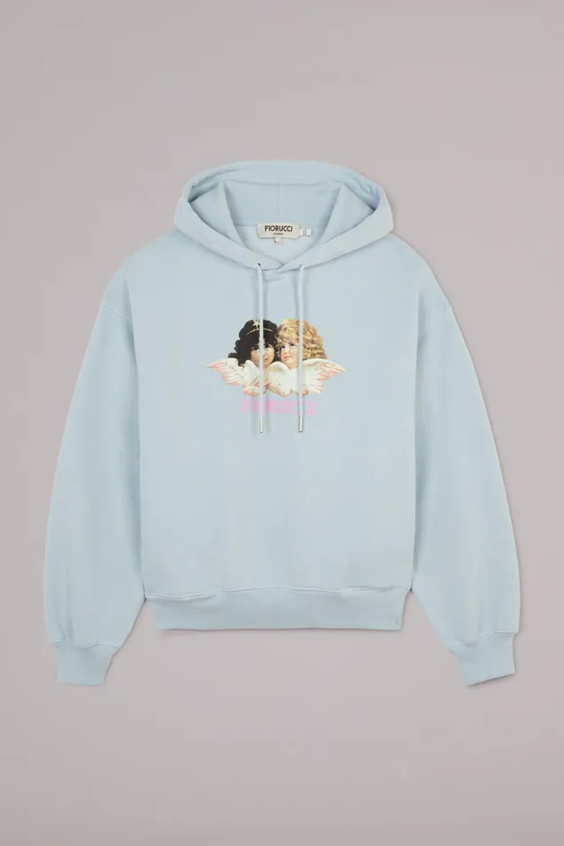 Women Fiorucci Sweatshirts and Hoodies Angels Hoodie Blue Women Fiorucci Sweatshirts and Hoodies Angels Hoodie Blue