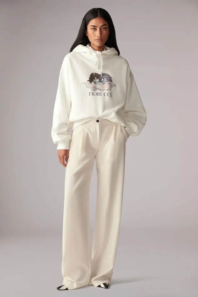 Women Fiorucci Sweatshirts and Hoodies Enlarged Angels Hoodie White