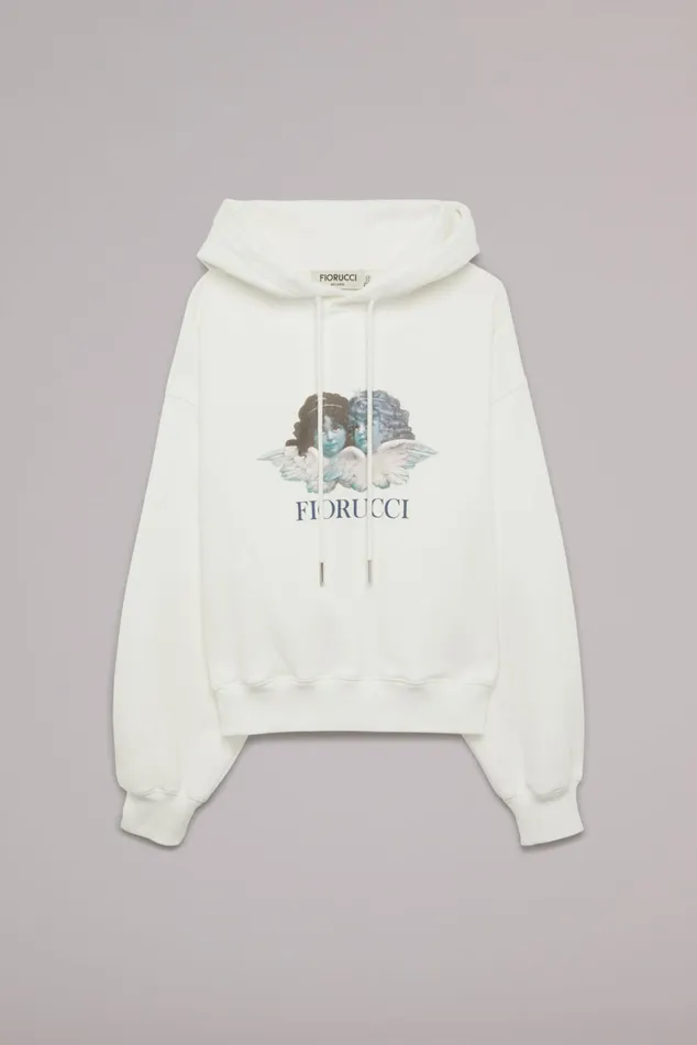 Women Fiorucci Sweatshirts and Hoodies Enlarged Angels Hoodie White Women Fiorucci Sweatshirts and Hoodies Enlarged Angels Hoodie White