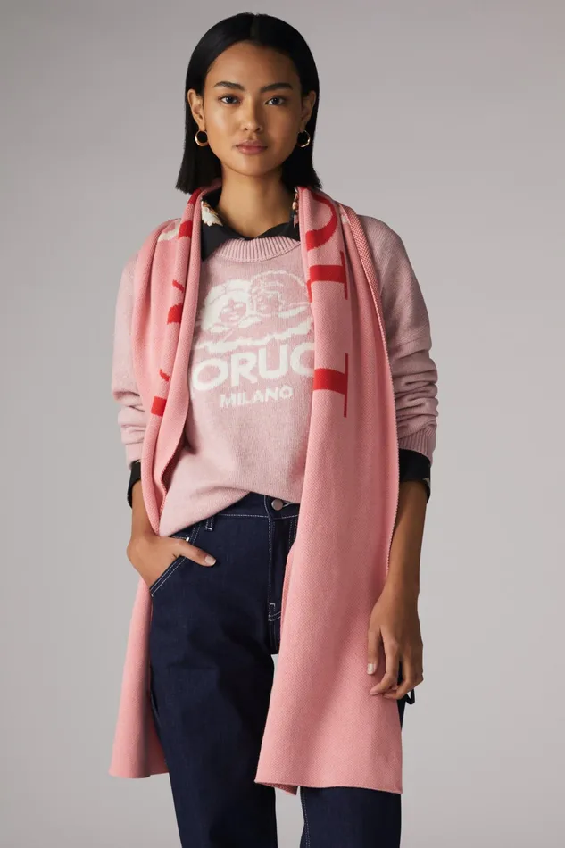 Women Fiorucci Sweatshirts and Hoodies Milano Angels Knit Jumper Pink Women Fiorucci Sweatshirts and Hoodies Milano Angels Knit Jumper Pink
