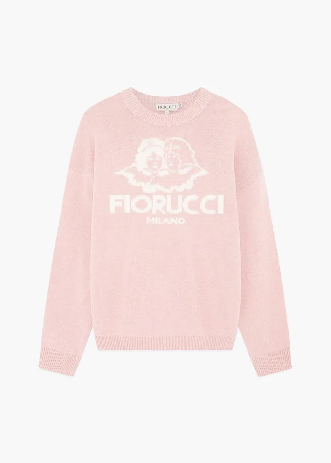 Women Fiorucci Sweatshirts and Hoodies Milano Angels Knit Jumper Pink Women Fiorucci Sweatshirts and Hoodies Milano Angels Knit Jumper Pink