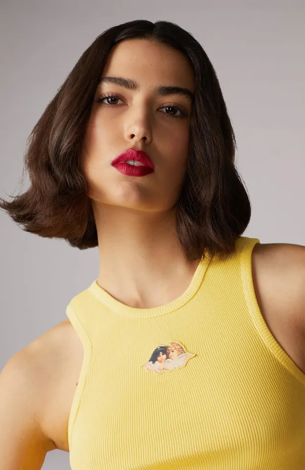 Women Fiorucci TShirts and Tops Icon Angels Ribbed Vest Yellow Women Fiorucci TShirts and Tops Icon Angels Ribbed Vest Yellow