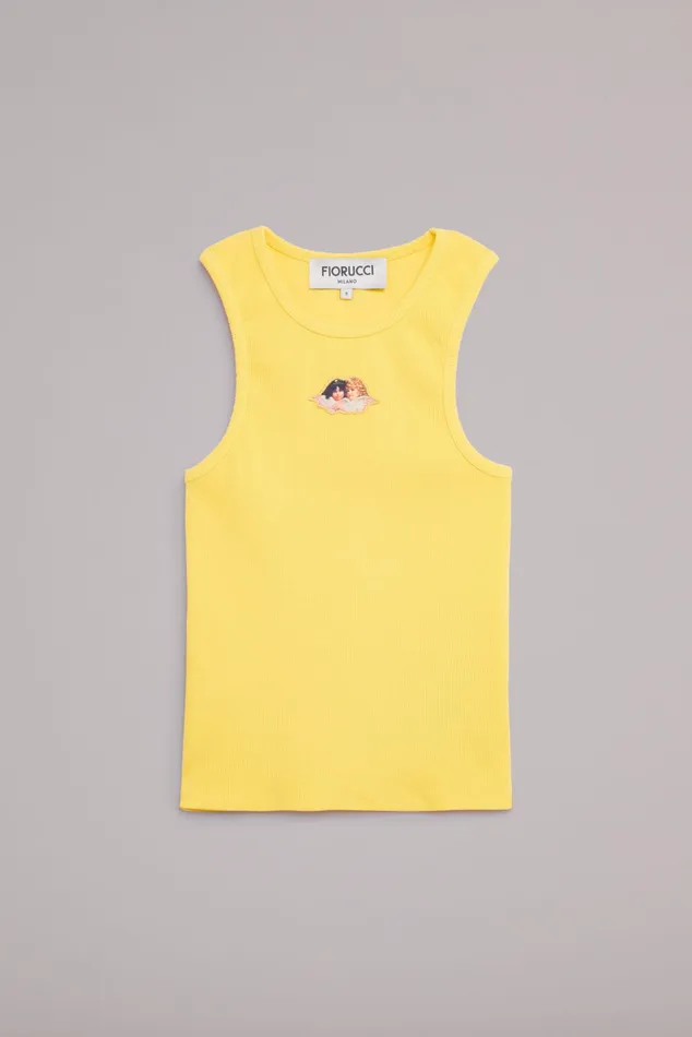 Women Fiorucci TShirts and Tops Icon Angels Ribbed Vest Yellow Women Fiorucci TShirts and Tops Icon Angels Ribbed Vest Yellow