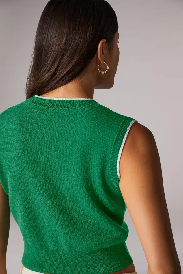 Women Fiorucci TShirts and Tops Logo Crop Knit Vest Green