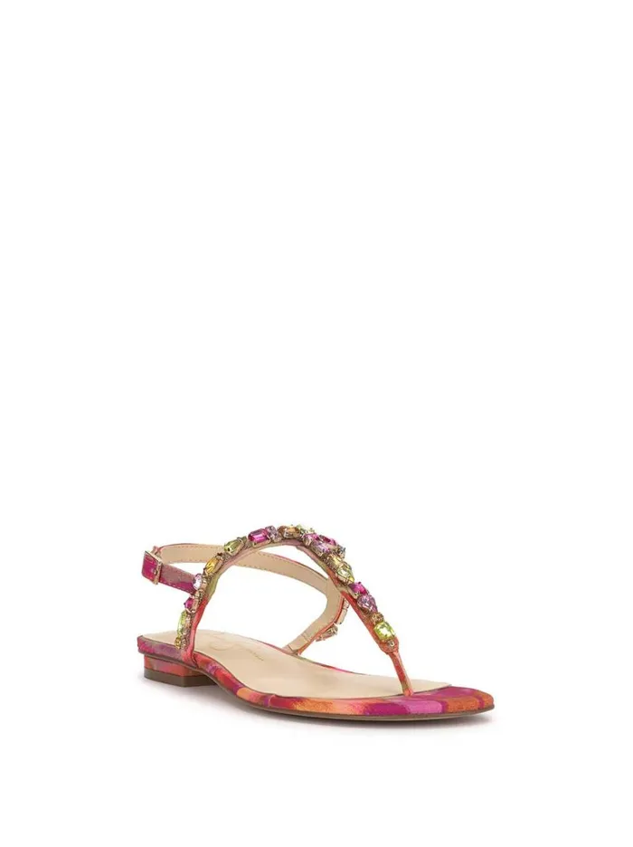 Women Flats Jessica Simpson Dehna Embellished Sandal In Red Combo